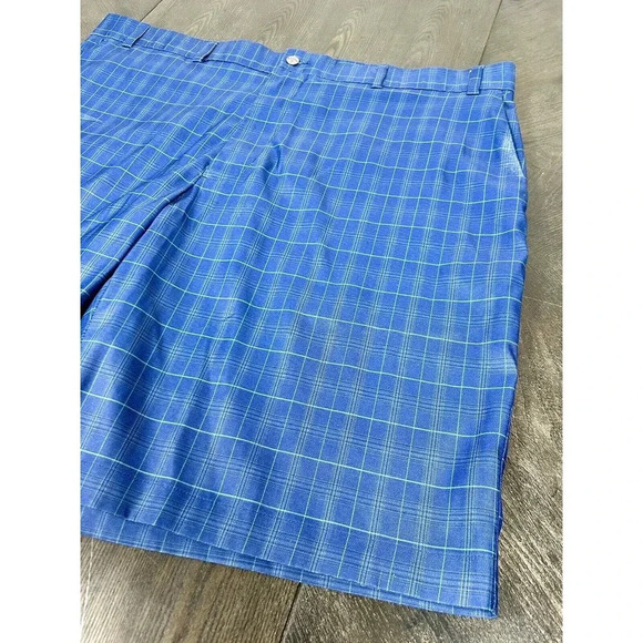 Callaway Golf Shorts Flat Front Comfort Waist Stretch Blue Plaid Men's 42 - Picture 3 of 11